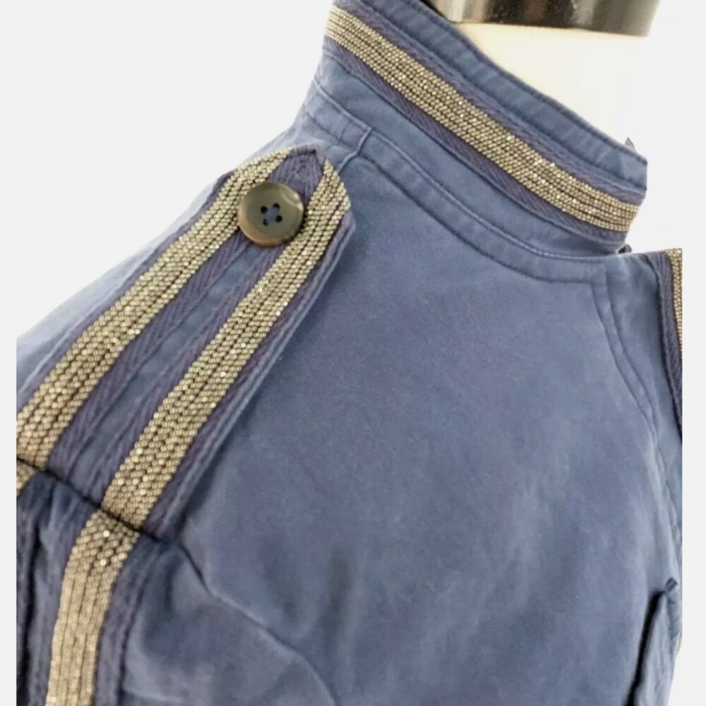 Boden Blue Denim Military collared women jacket with Embellished stripe - Picture 9 of 15